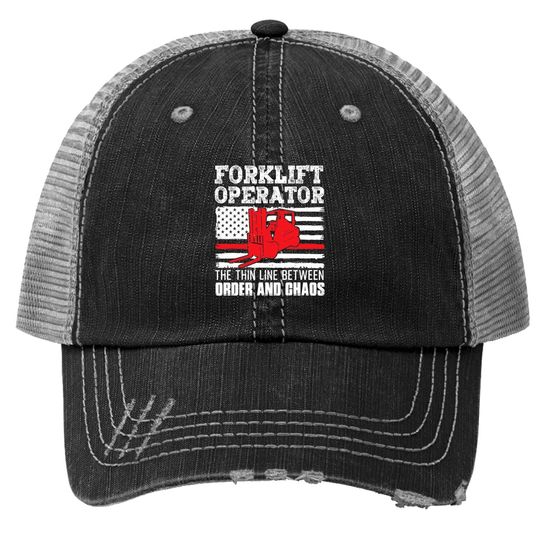 Forklift Operator The Thin Line American Flag Trucker Hat