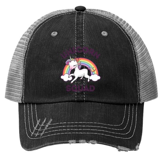 Unicorn Squad Trucker Hat Girls Rainbow Unicorns Queen Gift Trucker Hat