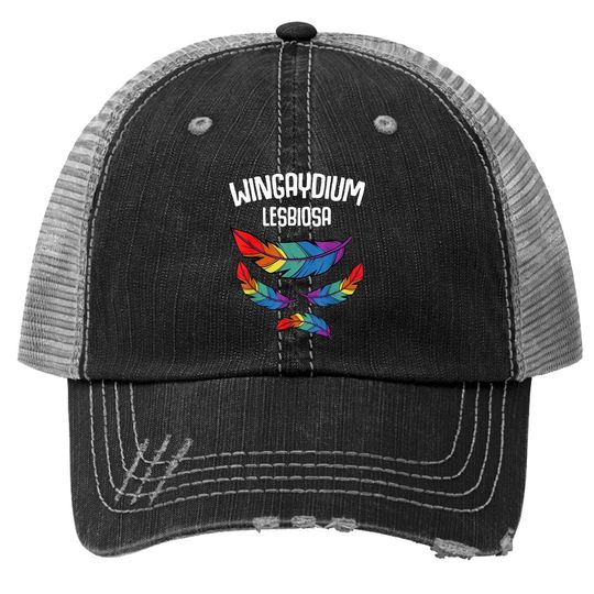 Lgbt Pride 2021 Funny Lesbian Love Wingaydium Lesbiosa Gift Trucker Hat