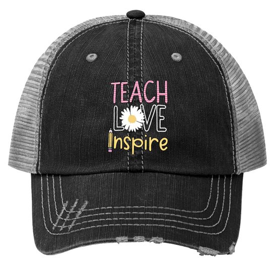 Summer Teacher Teach Love Inspire Trucker Hat