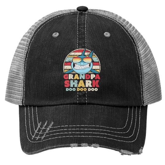 Grandpa Shark Trucker Hat, Gift For Grandad Trucker Hat