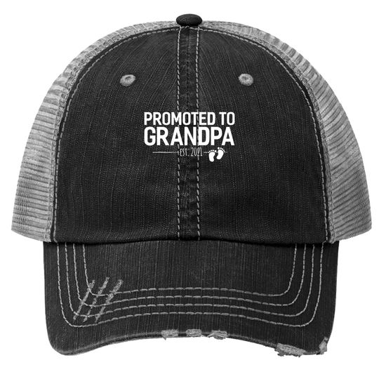 Promoted To Grandpa 2021, Baby Reveal Granddad Gift Trucker Hat