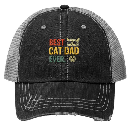 Vintage Best Cat Dad Ever Trucker Hat Cat Daddy Gift Trucker Hat