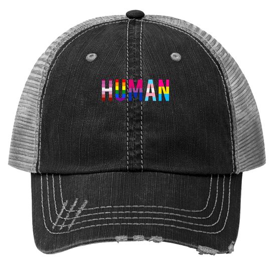 Human Lgbt Flag Gay Pride Month Transgender Rainbow Lesbian Trucker Hat