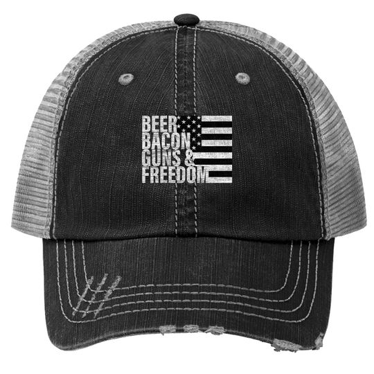 Cigars Bourbon Guns & Freedom Trucker Hat Flag Trucker Hat