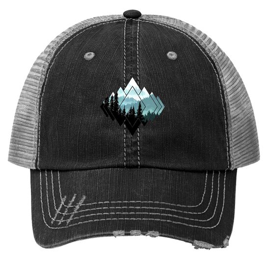 Forest Nature Mountains Trekking Hiking Camping Outdoor Gift Trucker Hat