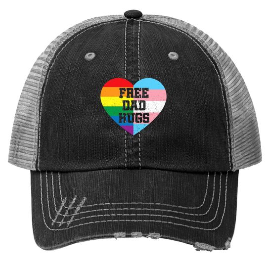Free Dad Hugs Pride Lgbt Rainbow Flag Family Trucker Hat