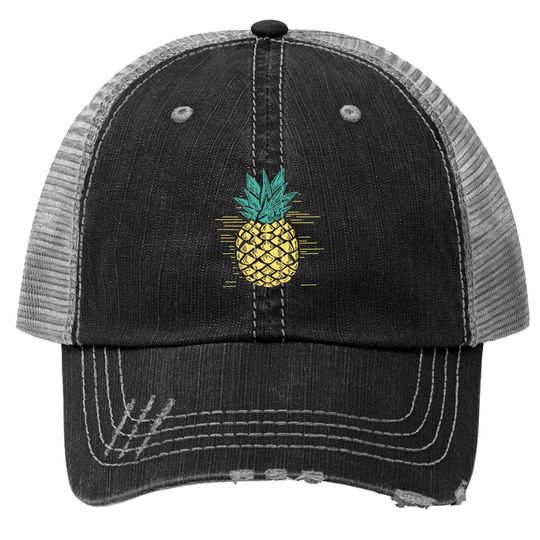 Dutut Pineapple Printed Funny Trucker Hat Summer Fruits Lover Casual Short Sleeve Tops Blouse