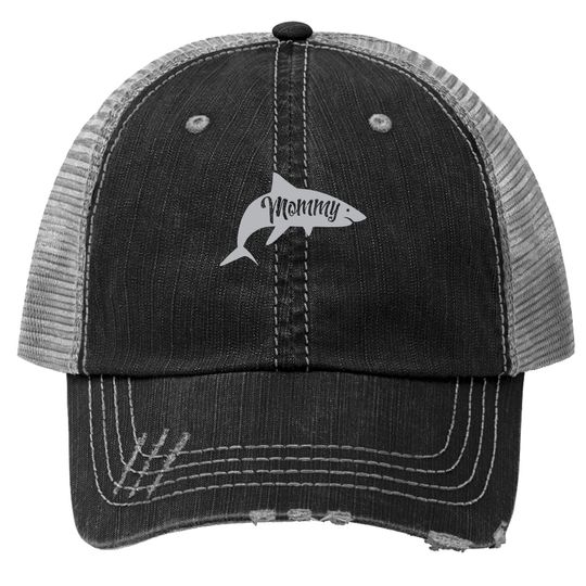 Mommy Shark Trucker Hat Cute Mom Gift Funny Mama Family Cute Mothers Day Trucker Hat