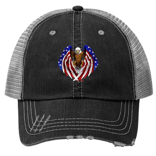 American Eagle Patriot Trucker Hat Us Flag With Eagle Gift Trucker Hat Premium Trucker Hat
