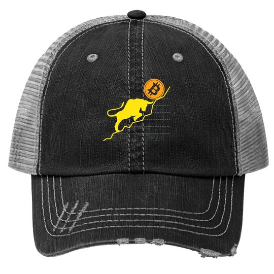 Bitcoin Trader Crypto Asset Trader Bull Trend Art Trucker Hat Trucker Hat
