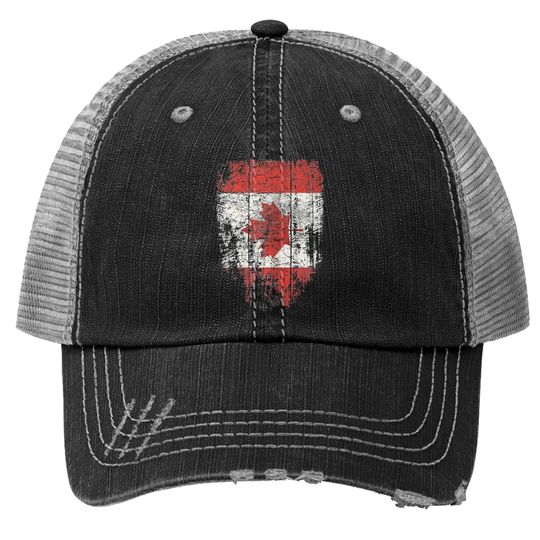 Canada Trucker Hat Distressed Maple Leaf Canadian Flag Trucker Hat