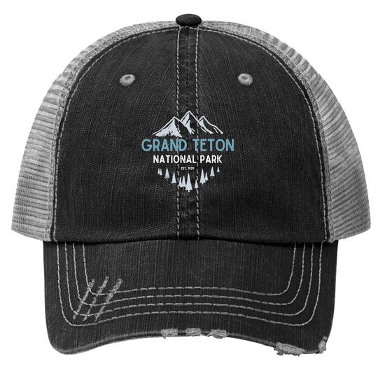Grand Teton National Park Est 1929 Vintage National Park Wy Trucker Hat