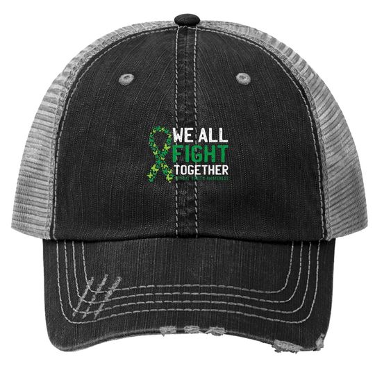 We All Fight Together Mental Health Awareness Green Ribbon Trucker Hat