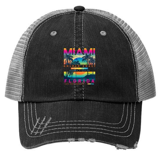 Miami Trucker Hat Colorful Sunrise