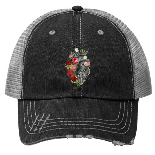 Anatomical Heart And Flowers Show Your Love Trucker Hat