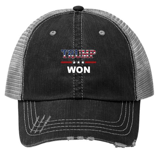 Trump Won Trucker Hat 4th Of July American Flag Trucker Hat