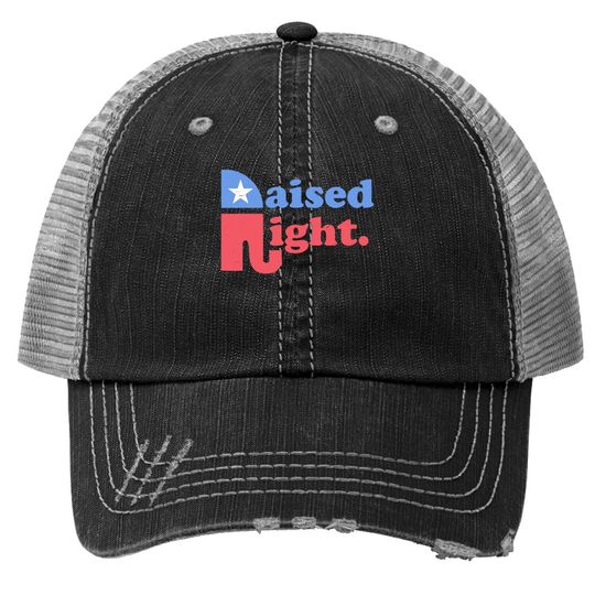 Raised Right Republican Elephant Retro Style Distressed Gift Trucker Hat