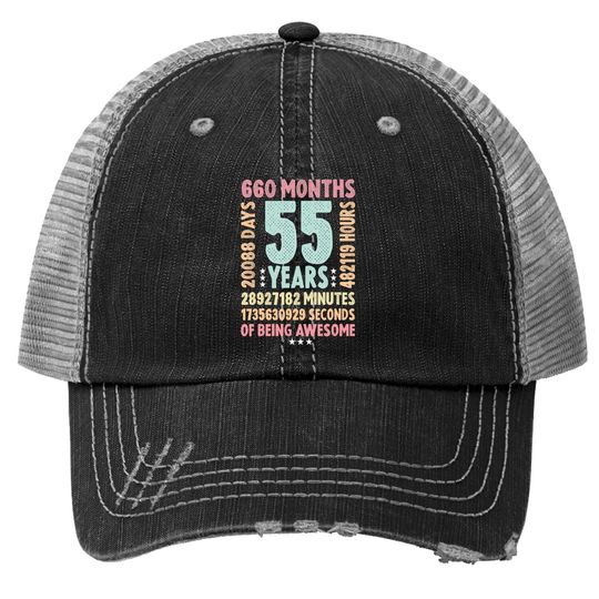 55th Birthday 55 Years Old Vintage Retro - 55 Yr Old Trucker Hat