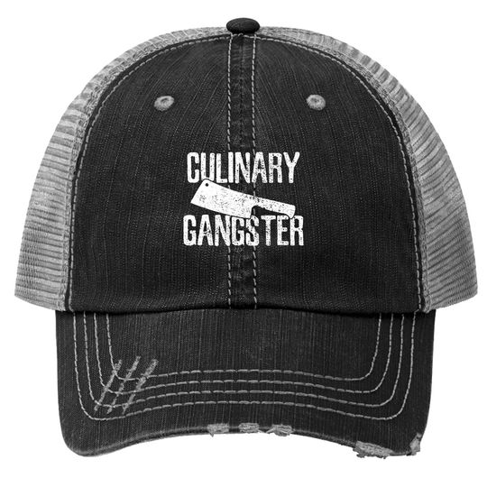 Black Chef Cook Cooking Culinary Gangster Vintage Black Trucker Hat Small