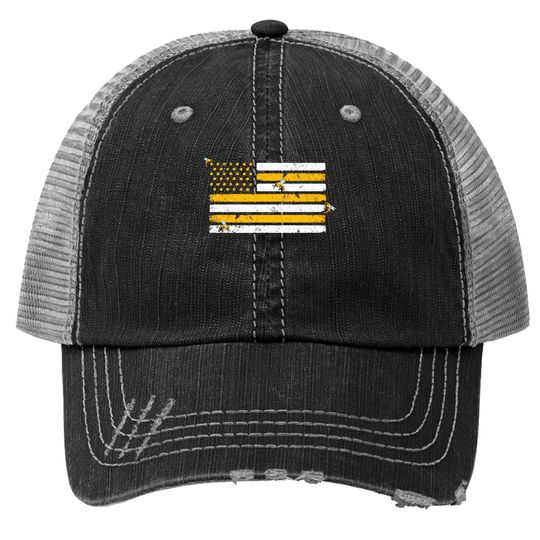Beekeeper Patriotic American Flag Honeycomb Trucker Hat