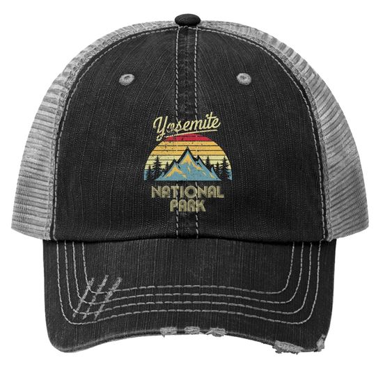 Vintage Retro Yosemite National Park Mountain Trucker Hat