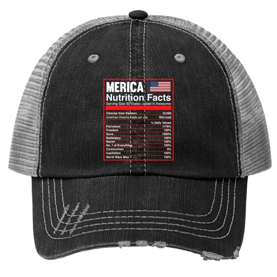 Patriotic Merica Nutrition Facts Trucker Hat