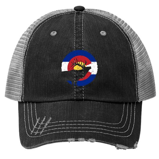 Colorado Elk Hunting Trucker Hat: Co State Flag Hunter Trucker Hat