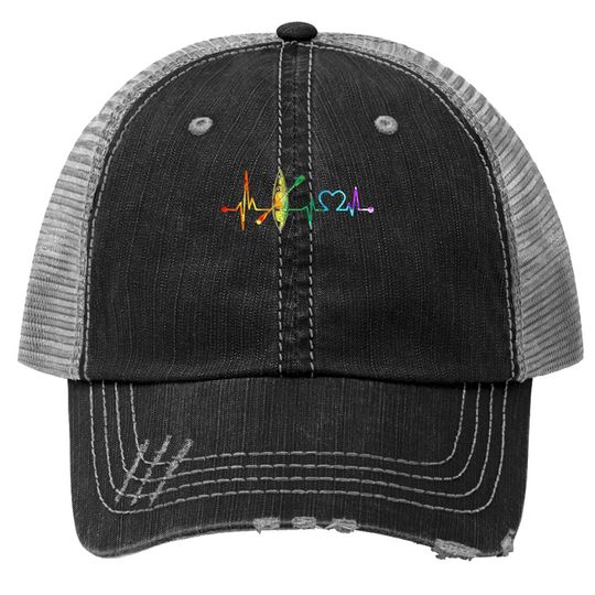 Kayaking Gift My Heartbeat Is A Kayak Vintage Color Trucker Hat