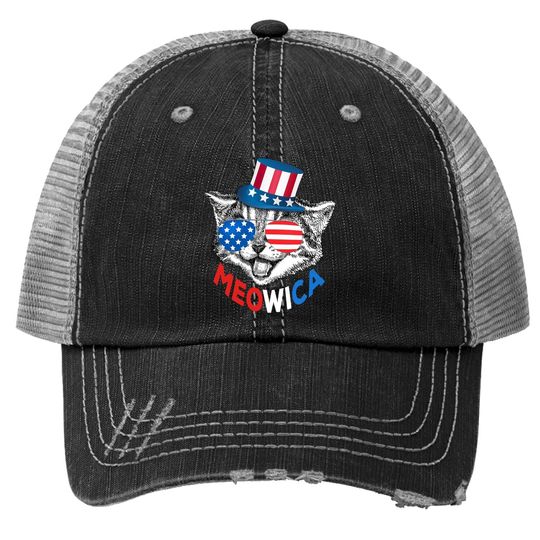 Meowica American Flag Trucker Hat