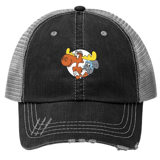 Rocky And Bullwinkle Trucker Hat You Can Count On Bullwinkle And Me Trucker Hat