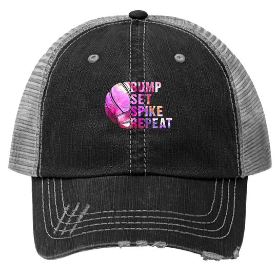 Bump Set Spike Repeat Volleyball Lover Athlete Sports Gift Trucker Hat