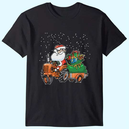 Farmer Farming Santa Claus Farm Tractor Christmas T-Shirts