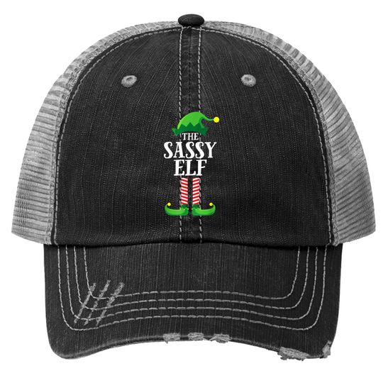 Sassy Elf Matching Family Group Christmas Party Pajama Trucker Hat