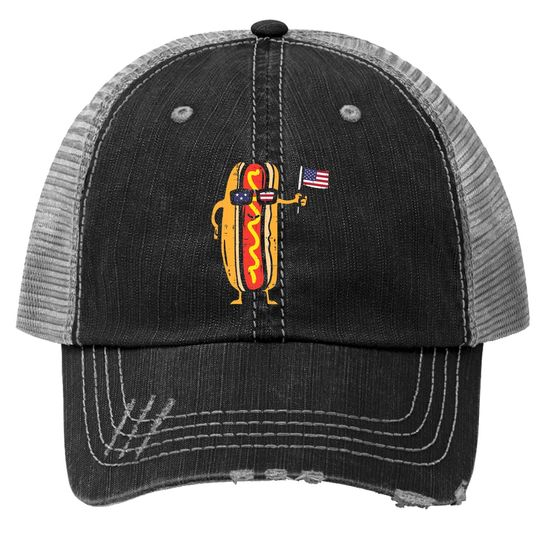 Hotdog Sunglasses American Flag Trucker Hat