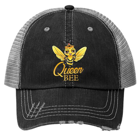 Queen Bee Crown Cute Honey Bee Hive Gift Beekeeping Trucker Hat