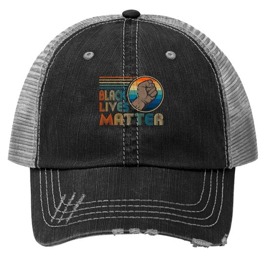 Black Lives Matter Blm Retro Black Trucker Hat