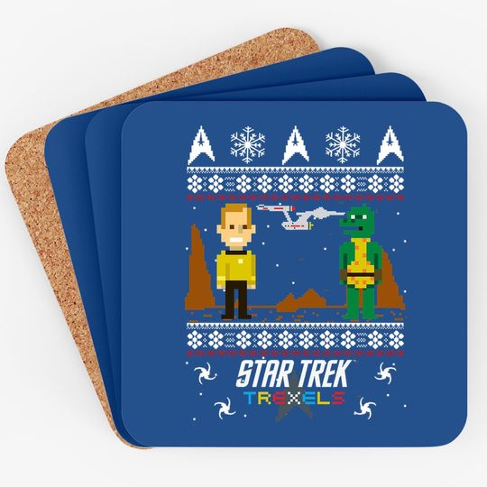 Star Trek Trexels Pixelated Captain Kirk Christmas Classic Coasters
