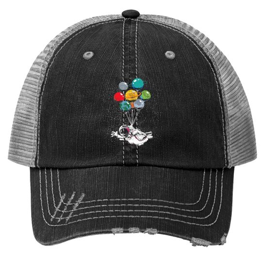 Space Travel Astronaut Planets Balloons Space Science Trucker Hat