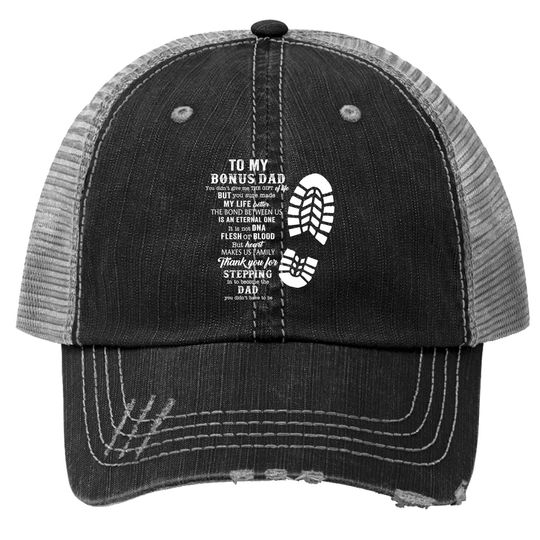 Bonus Dad Fathers Day Gift From Stepdad For Daughter Son Trucker Hat