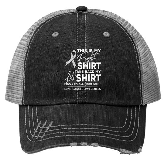 This Is My Fight Trucker Hat Lung Cancer Awareness Support Ribbon Trucker Hat
