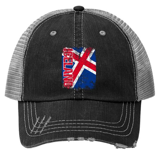 Iceland Flag Vintage Distressed Trucker Hat