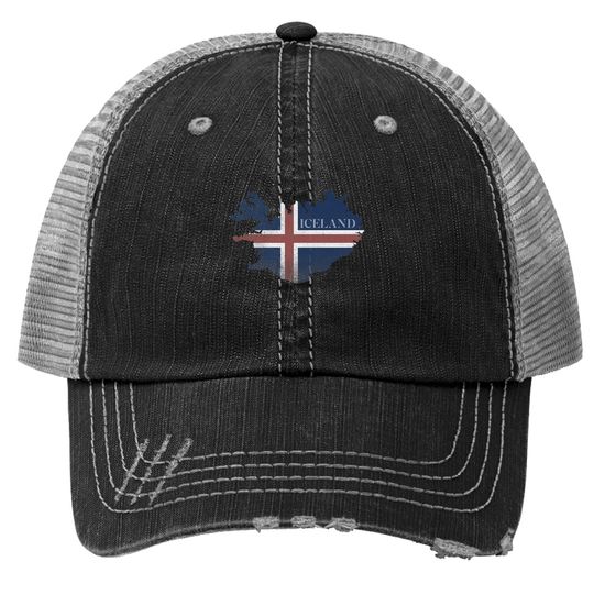 Map Of Iceland Flag Trucker Hat