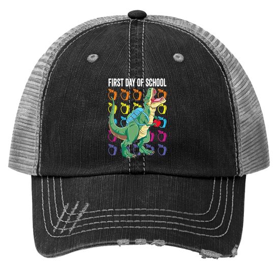 First Day Of School Trucker Hat For Boys Toddlers T Rex Trucker Hat