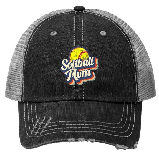Retro Softball Mom Vintage Softball Mom Mother's Trucker Hat