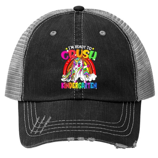 I'm Ready Crush Kindergarten Dabbing Unicorn Back To School Trucker Hat