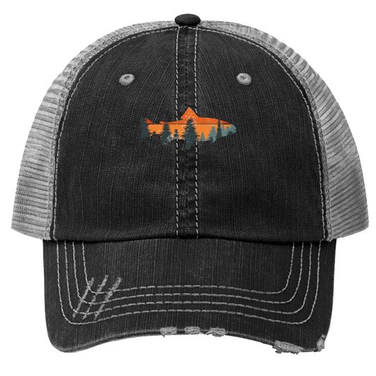 Trout Fly Fishing Nature Outdoor Fisherman Gift Trucker Hat