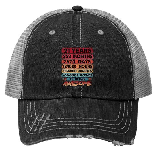 21 Years Old Retro 252 Months Birthday Trucker Hat