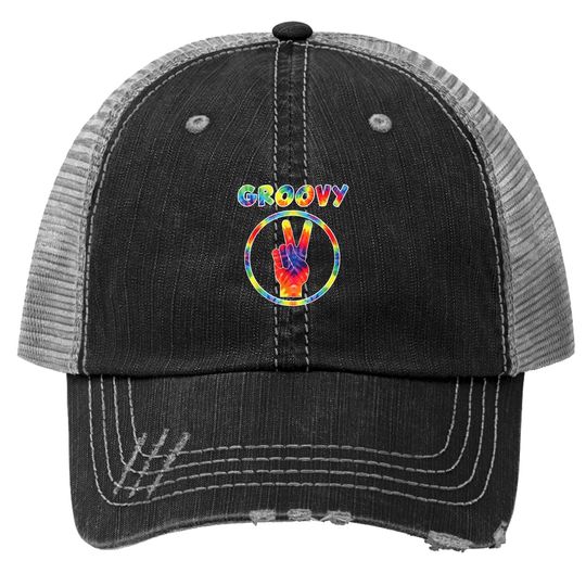 Groovy 70's Tie Dye Vintage Trucker Hat For Retro Party Trucker Hat