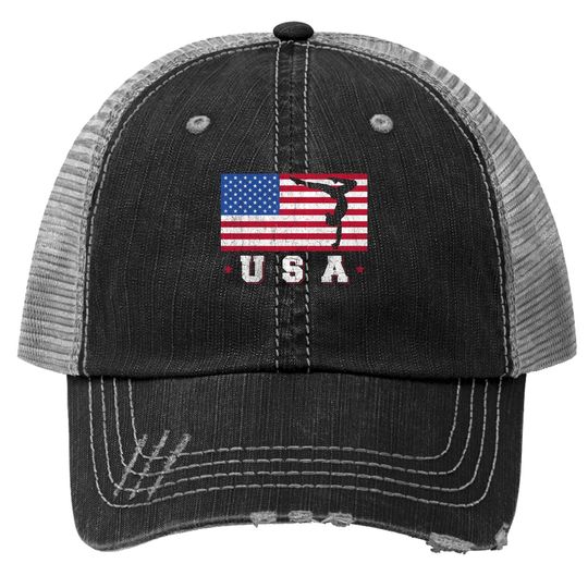 Patriotic Sports American Usa Flag Girls Gymnastics Trucker Hat